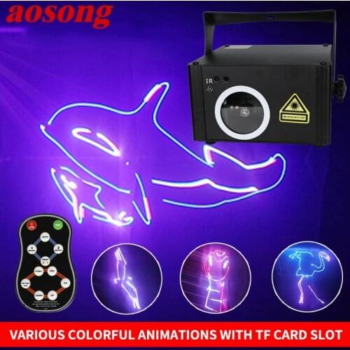 AOSONG Stage Lighting Effect LaserDj Christmas Light Customizable Words Pattern Animation Full Color 3D Remote Control