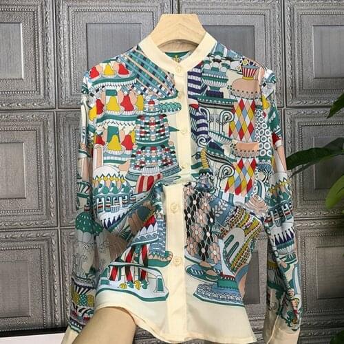 New arrival womens fashion floral print long sleeves Shirts France style elegant O-neck Shirt Tops B963