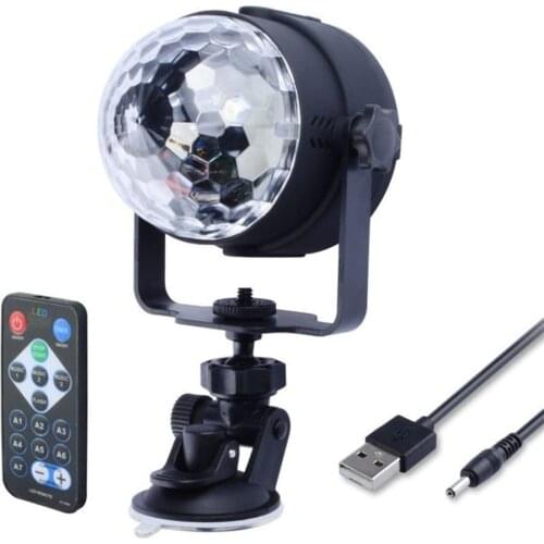 IR Remote USB 5V Disco Ball Party Lights Rotating Sound Activated LED Stage Light for Car Home Room Parties Kids Birthday Club