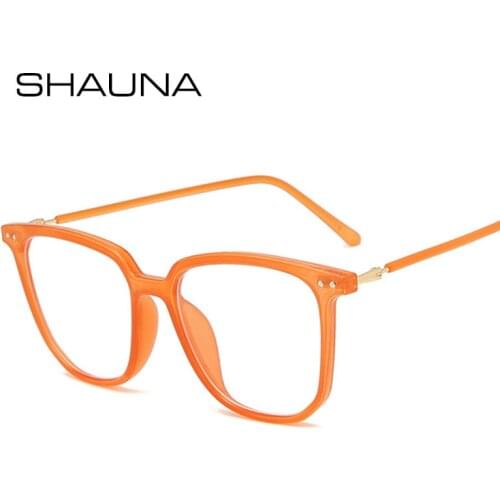 SHAUNA Anti-Blue Light Retro TR90 Women Square Glasses Frames Ins Popular Rivets Candy Color Eyewear Optical Eyeglasses Frame