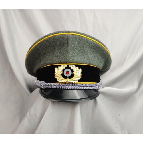 WW2 WWII German Waffen Elite MARSHAL officer Visor cap Wool made military HAT WITH TWO BADGE