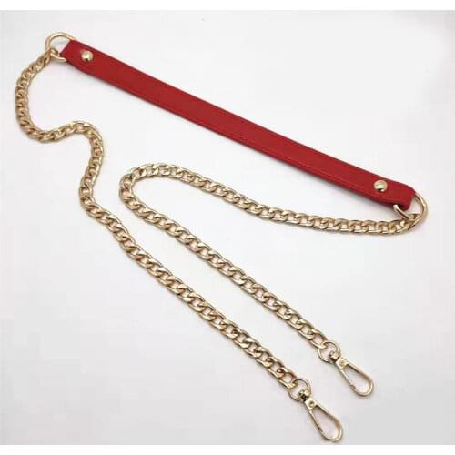 120cm Bag Chain Shoulder Bag Strap Replacement Metal+Pu Leather Bag Straps Diy Handbag Handles Solid Shoulder Straps Accessories