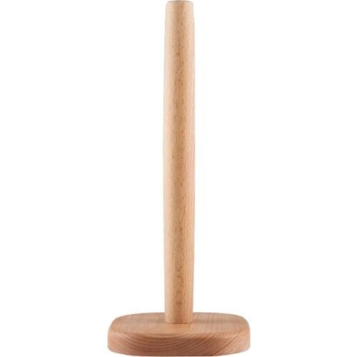 Rack Storage Roll Round Beech Wooden Holder Paper Towel Stand Kitchen Tools