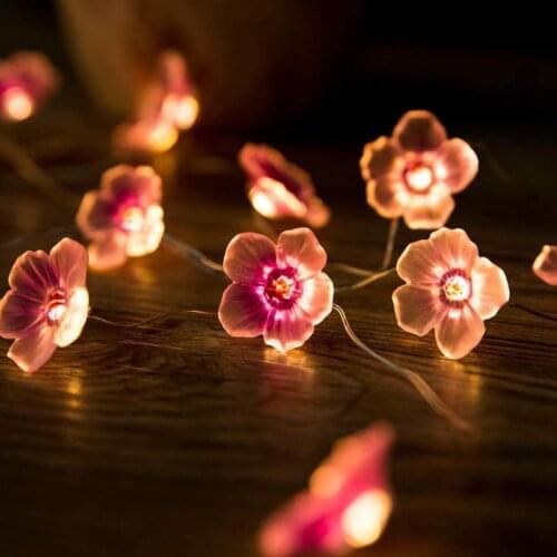 2m Cherry Lighting Strings Blossom Flower LED String Fairy Lamp For Indoor Wedding Pink Bells Garland Deco Outdoor Light Fixture