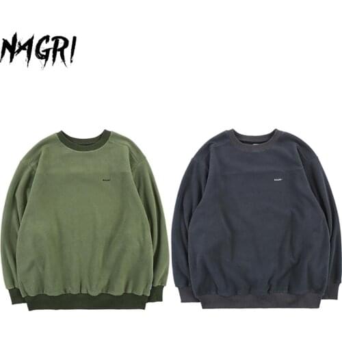 NAGRI Men Solid Color Sweatshirt Hip Hop Streetwear Casual Fashion Autumn Winter Long Sleeve Fleece Pullover Hoodie