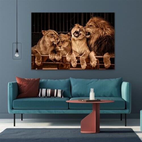 Tiger Lion Mom and Baby Wall Art Modern Home Decor Canvas Prints Animal Photo Printing for Shopify Drop Shipping Painting
