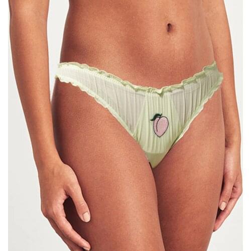 S-XL Women Sexy Panties Lace Underpants Low-waist Panties Fruit Embroidery Perspective Briefs Female Fashion Underwear Lingerie