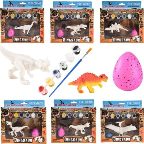 Creativity DIY painted Color dinosaur Model Tyrannosaurus Graffiti drawing Dino Egg Children Puzzle Educational Vinyl Toys