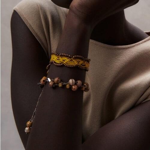 ZA Vintage Handmade Beaded Braided Bracelet Exaggerated Gravel Bracelet Jewelry Set In Europe and America