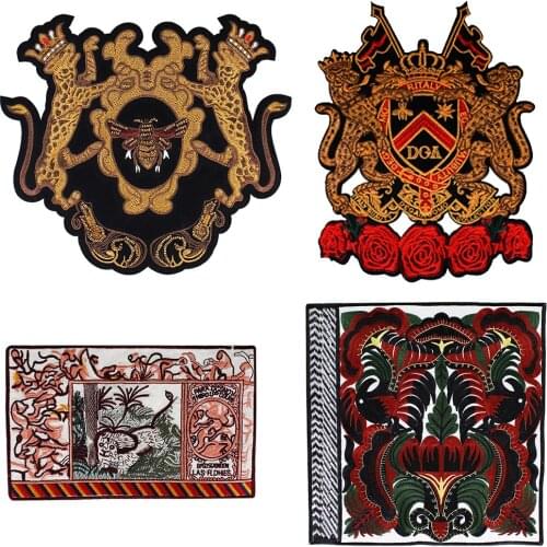 1PC Embroidery Bead Bee Crown Lion Patch DIY Sewing T-shirt Badge Applique Fashion Clothes Jean Decorated Badge Accessories