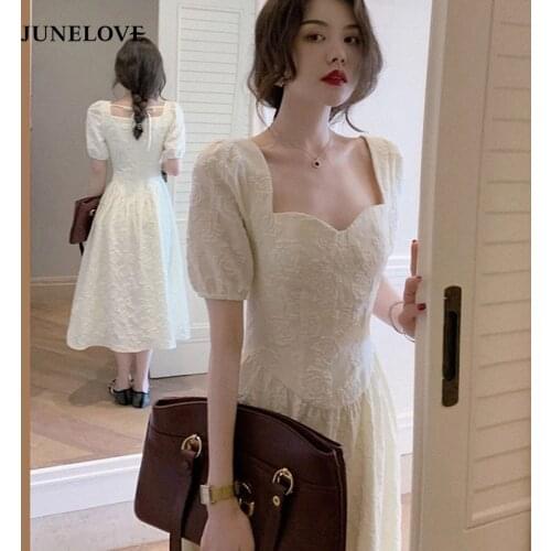 Summer White Vintage Long Dress Women Casual V-Neck Princess Elegant Floral Dress Female Slim Korean Retro Party Sweet Sundress
