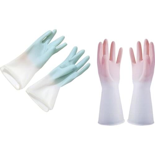 8Pair Gradient Color Dishwashing Gloves Housework Waterproof Latex