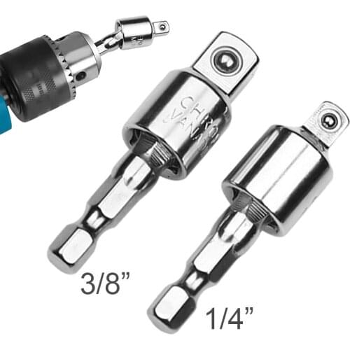 1pc Socket Bit Adapter Rotatable Extension Drill Bits Set Hex Shank Impact Driver Ratchet Tools Accessories 1/4" 3/8"