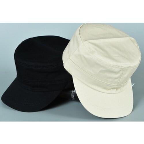 1Pc Solid Color Mens Army Cap Military Adjustable Flat Cap Classical Style Sunscreen Sun Hat Casual Hat for Women