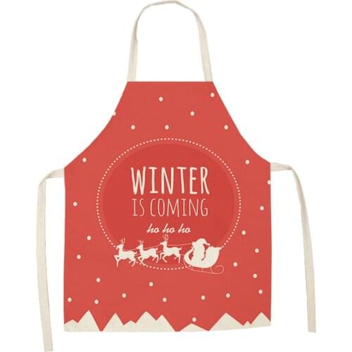 1 Pcs Christmas Pattern Kitchen Apron Home Linen Aprons for Woman Dinner BBQ Party Cooking Apron Baking Red Kitchen Accessories