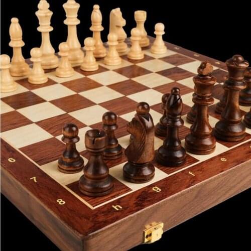 39*39CM Wooden Chess Set 4 Queen Chess Game King Height 80mm Chess Pieces Folding Chessboard Board Game Chessman Home Decoration