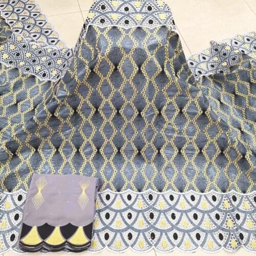 5+2 Yards Senegal Bazin Riche Cotton 2021 New Design African Lace Fabric Nigerian Men Or Women Wedding Sewing