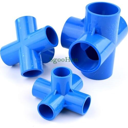 5~50pcs Blue Color ID 20~50mm PVC Pipe 5 Way Hydroponic Planting Frame Connector Garden Aquarium Fish Tank Tube 3D 5 Way Joints