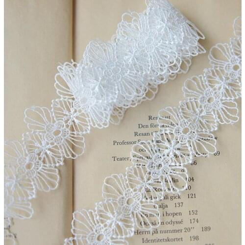 5 Meters/lot 4cm Width White Sewing Material Lace Accessories High Quality Lace Fabric Ribbon Polyester Lace Trim