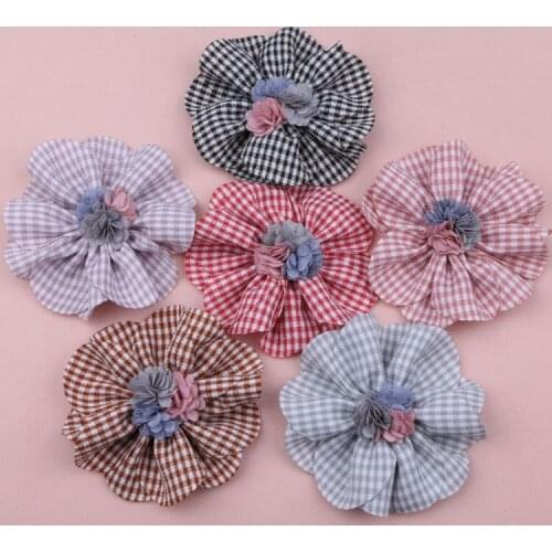 Free shipping 10pcs 90mm Handmade Fabric Flowers Girl Hair jewelry Garment Ornament Accessories Floral Patch Sticker