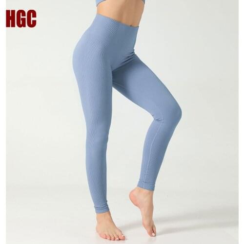 HGC Seamless Leggings Sport Women High Waist Yoga Pants Squat Proof Elastic Fitness Workout Running Capri Nylon Slim Gym Tights