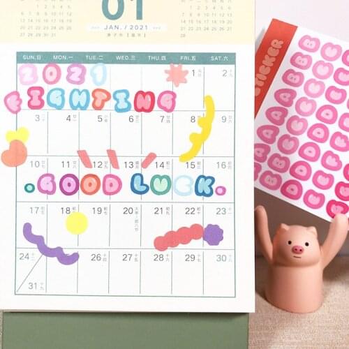 English Alphanumeric Small Label Sticker Waterproof Candy Color Creative Post Notebook Stationery Diy Decorative Stickers