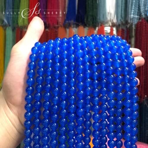 High Quality Wholesale Blue Chalcedony Jades Beads Round Loose Bead 4 6 8 10 12mm For Jewelry Making DIY Bracelets Accessories