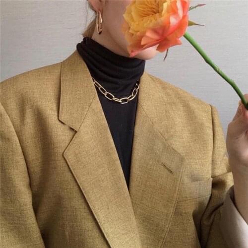 Retro Metal Texture Punk Hip Hop Street Necklace Personality Simple Short Clavicle Chain Gold&Sliver Collarbone Chain Hot Sale