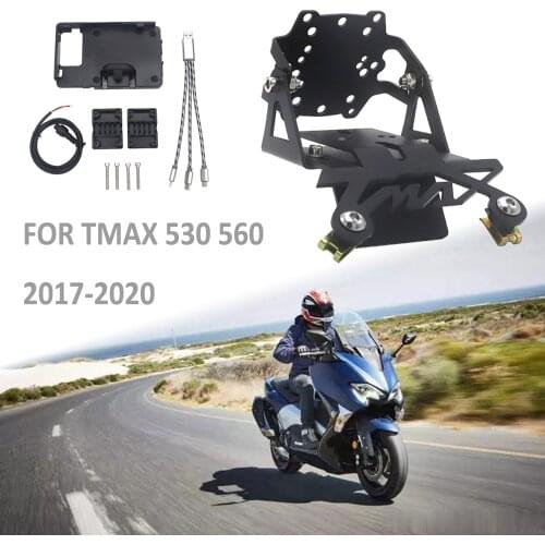 Motorcycle Windscreen Navigation Bracket USB Wireless Charging Mobile Phone Mounting Holder For YAMAHA TMAX T-MAX 530 560 2017