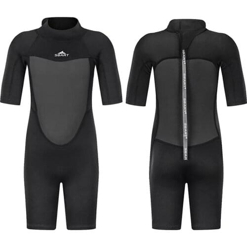 Sbart 2019 2mm Boys Girls Neoprene Short Wetsuit for Children 2-12Y Kids Full Black Diving Suit Thermal Swimsuit Jumpsuit