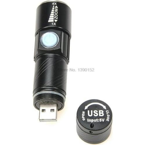 By dhl 50pcs 3 Mode Tactical Flash Light Torch Mini Zoom Rechargeable Powerful USB LED Flashlight For Outdoor Travel
