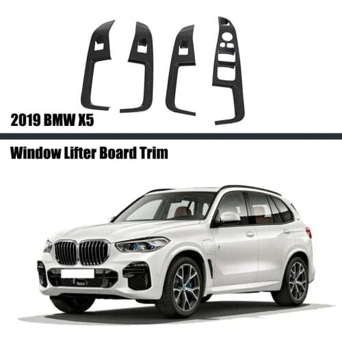 For BMW X5 2019 2020 2021 Car Window Lifter Switch Button Frame Cover Trim ABS Carbon Fiber Car Interior Accessories