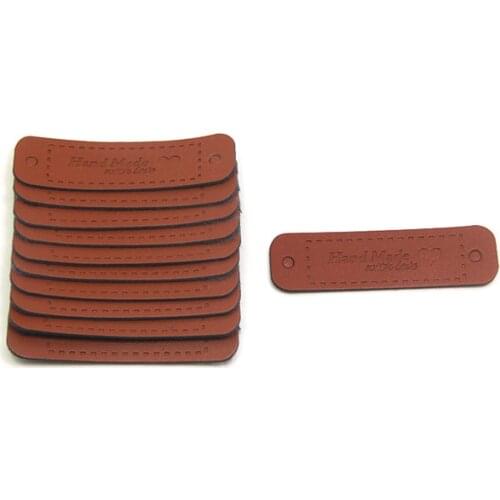 20Pcs PU Leather Handmade Labels Hand Made With Love Garment Jeans Bags Hat Sewing Tags DIY Craft For Clothes