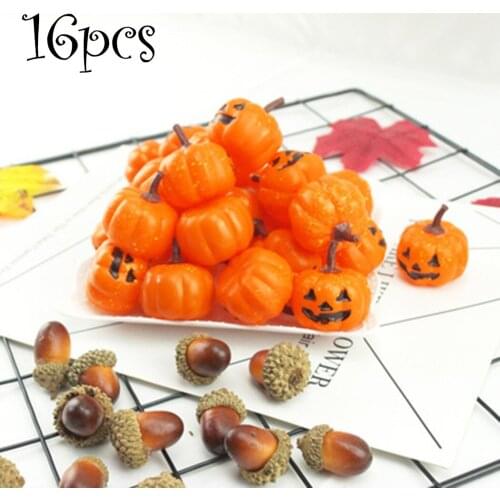 16PCS Halloween Pumpkin Simulation Small Pumpkin Foam Mini DIY Artificial Halloween Festival Bar Home Party Halloween Decor
