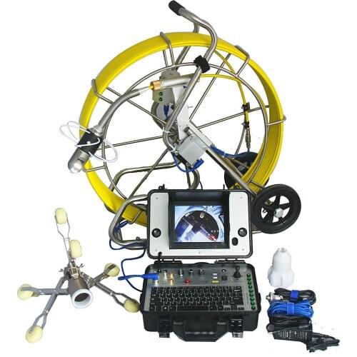 Sewer Pipe Camera 60m fiberglass cable drain plumbing inspection camera with skids and 512hz transmitter function