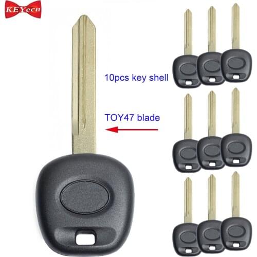KEYECU 10pcs for Toyota 4Runner Avensis Camry Corolla Yaris HiAce Highlander RAV4 Transponder Key Shell Case Uncut TOY47 Blade