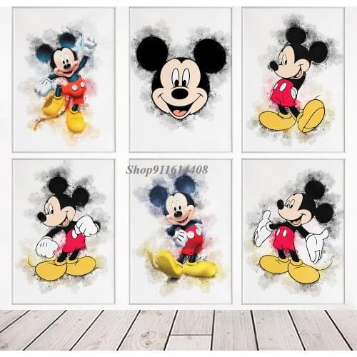 Disney Classic Cartoon Poster Magic Mickey Mouse Canvas Painting Minnie Donald Duck Wall Art Picture for Kids Bedroom Home Decor