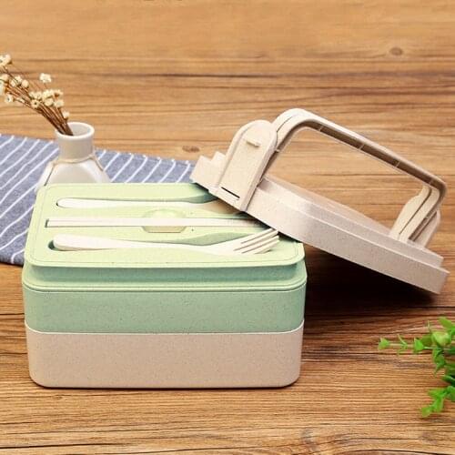 TUUTH Wheat Straw Lunch Box 2&3 Layer Microwave Bento Boxes Dinnerware Food Storage Container Food box