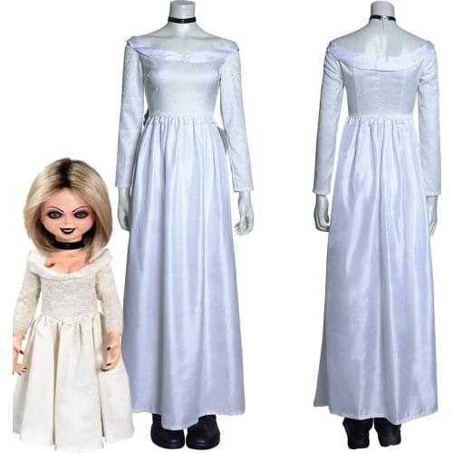 Bride of Chucky Tiffany Cosplay Costumes Long Dress Halloween Suit Outfit