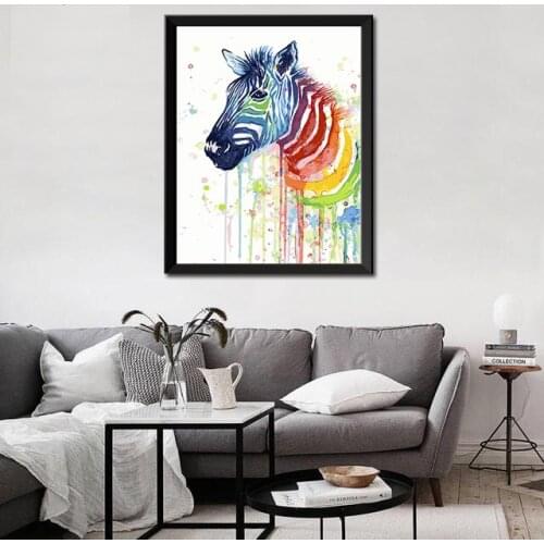 MaHuaf-A1325 Colorful zebra DIY oil painting by numbers animal abstract artwork canvas painting for living room home decor