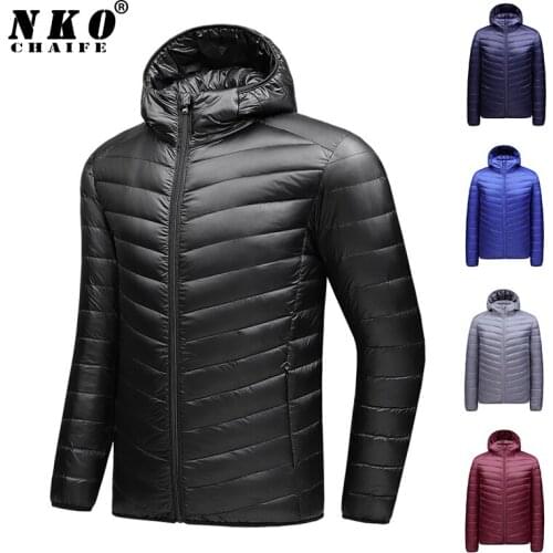 Mens New Light Packable Hooded Down Jacket Men 2021 Autumn Winter Fashion Slim Jacket Coat Windproof Casual Brand Down Jackets
