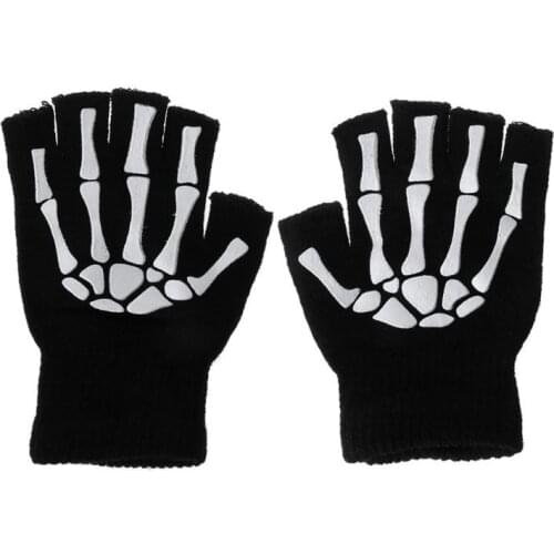 Soft Protective Kids Skeleton Gloves Cycling Half Outdoor Sports Finger Bicycle Outdoor Sports Bicycle Half Finger Skeleton Soft