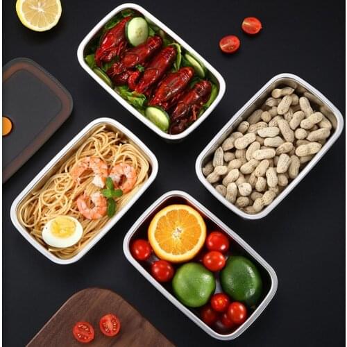 Stainless steel fresh-keeping box four-piece set fresh-keeping bowl refrigerator refrigerated fruit storage box sealed lunch box