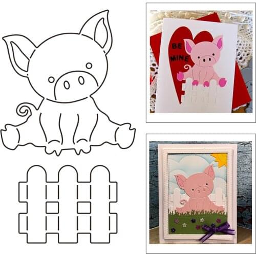 2021 New Animal Pig Pattern Metal Cutting Dies For Mould Cut Paper Craft Making Greeting Card Fence DIY Scrapbooking No Stamps