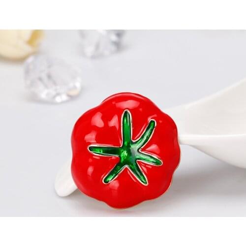 Charming Tomato Brooch Red Green Enamel Brooches Pins for Women Children Festival Corsage Jewely Accessories