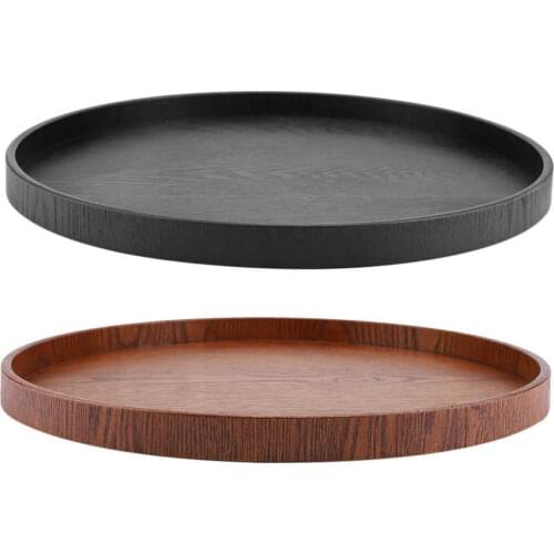 Serving Tray 37 5cm Tea Tray Coffee Table Tray Tea Tray Serving Breakfast Trays Round Shape Wood Tea Coffee Snack Food Meals