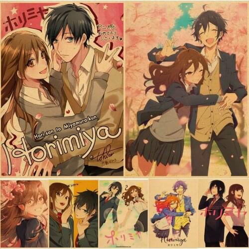 Japanese Anime Horimiya Poster Vintage Cartoon Kawaii Kraft Paper High Quality Home Art Print Wall Sticker Decoration Painting