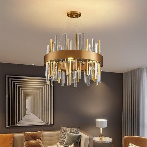 Luxury modern Led chandelier lighting for living room round gold crystal lamp dining room bedroom led cristal light fixtures