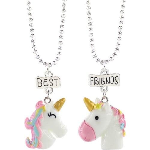 Christmas gift fly horse Best Friends Silver Plated Chain Necklace Cartoon Animal Pendant Necklaces kids Birthday Party Present