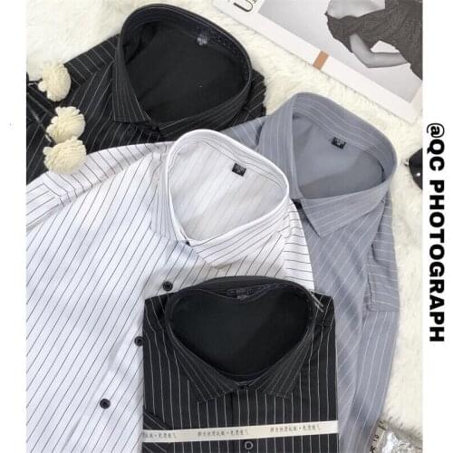 3 Colors Striped Shirt For Men Trendy Fashion Retro Tops Loose Casual Shirt Long Sleeve All-match Jacket Oversize Mens Clothes